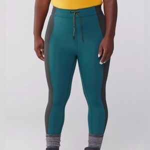 Outdoor Afro + REI Co-op Teal/Black 7/8 High Rise Leggings Pockets Size Large